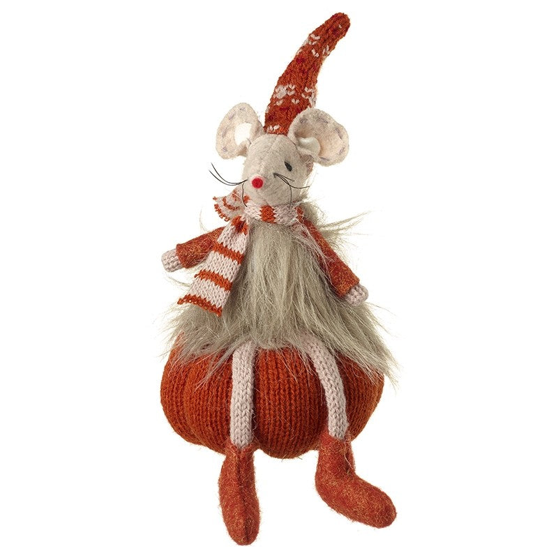 Mouse Sitting On Pumpkin Decoration - WowCornwall