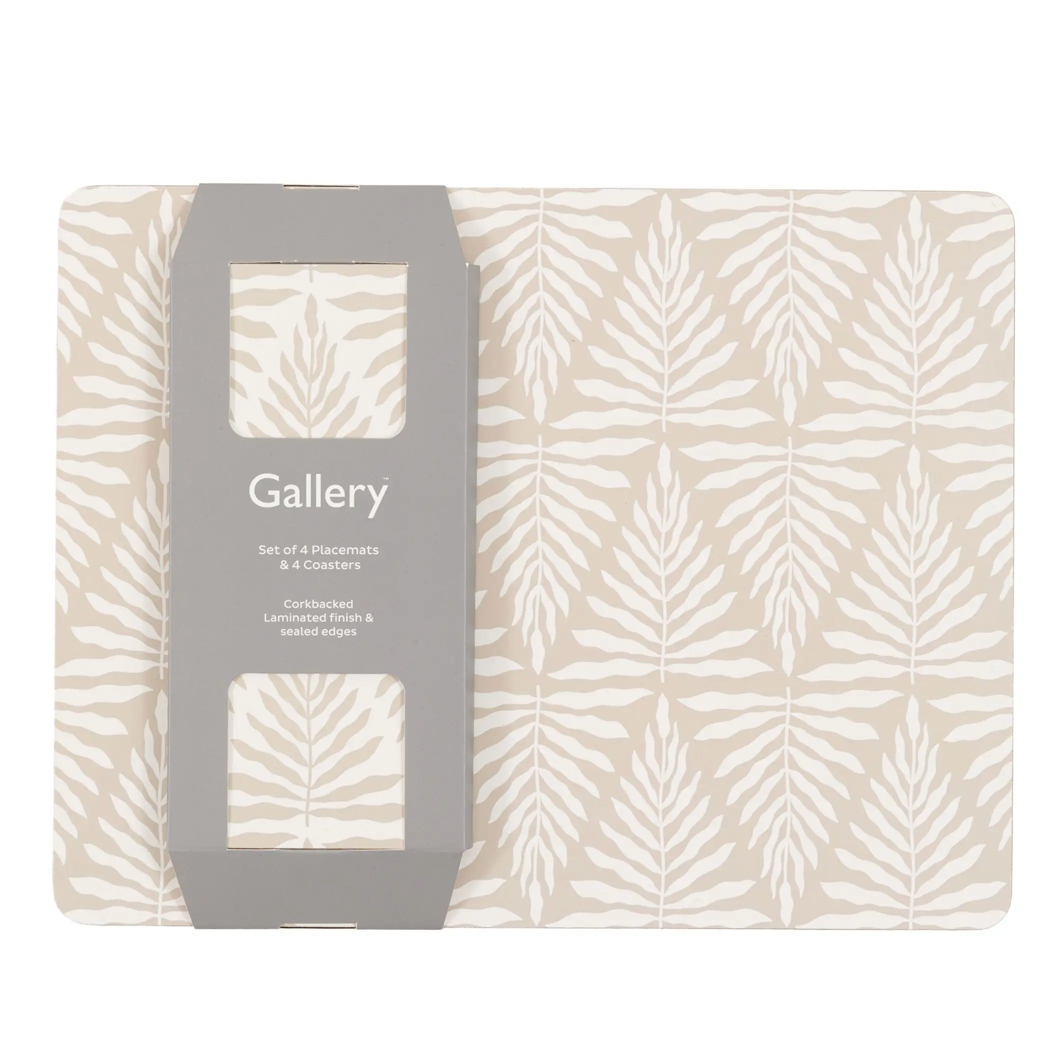 Leaf ZigZag Ecru Placemat & Coaster Set