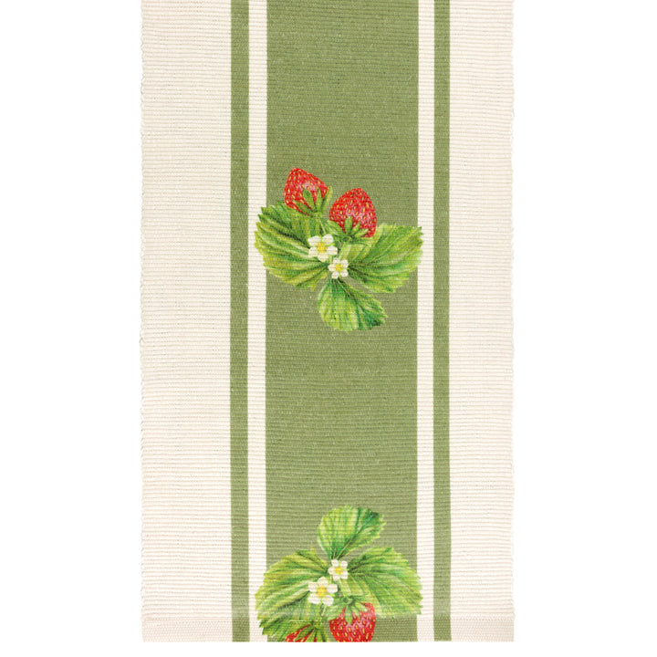 Strawberry Indoor/Outdoor Table Runner sage, Two Sizes - WowCornwall
