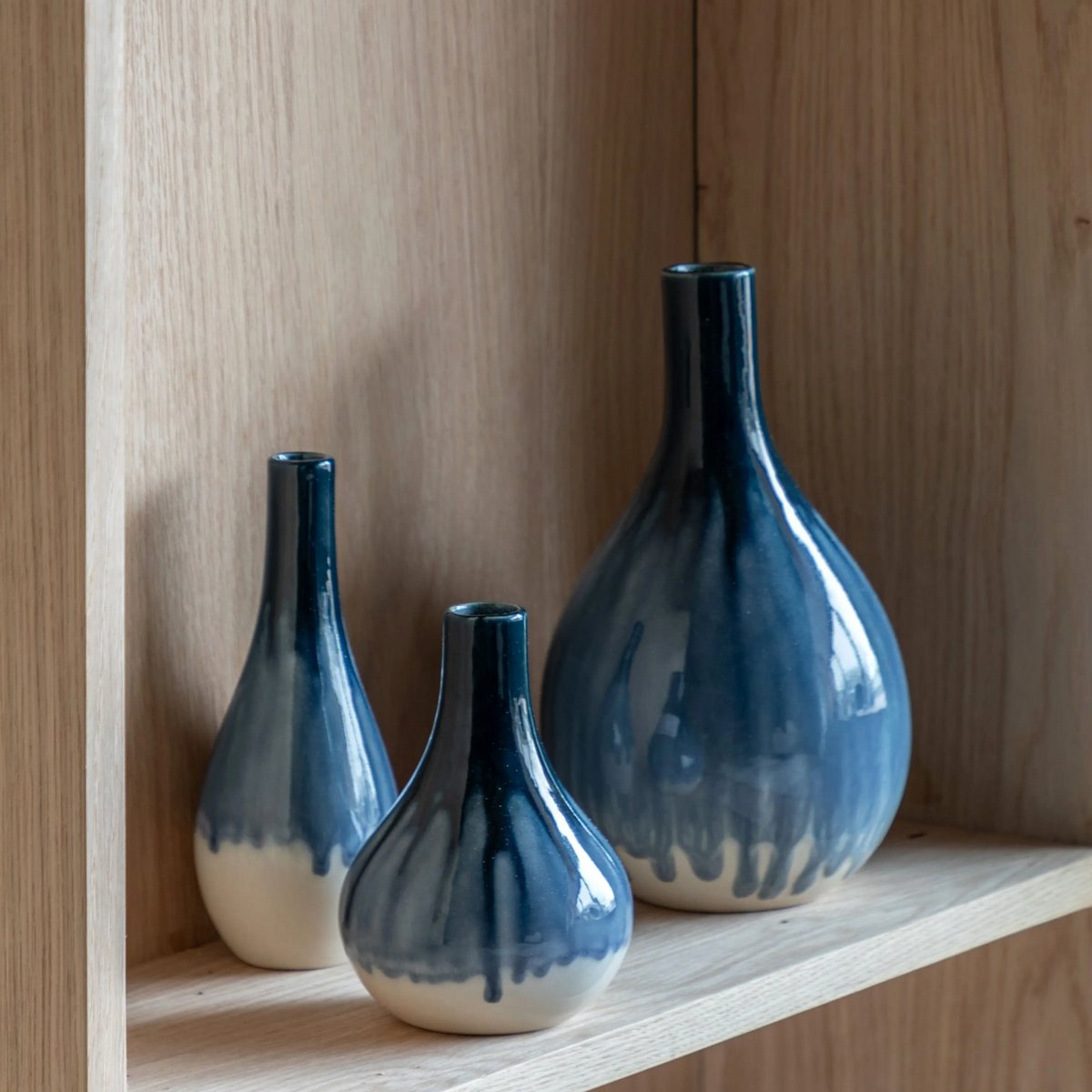 Orro Blue Organic Fade Ceramic Vase Set of 3