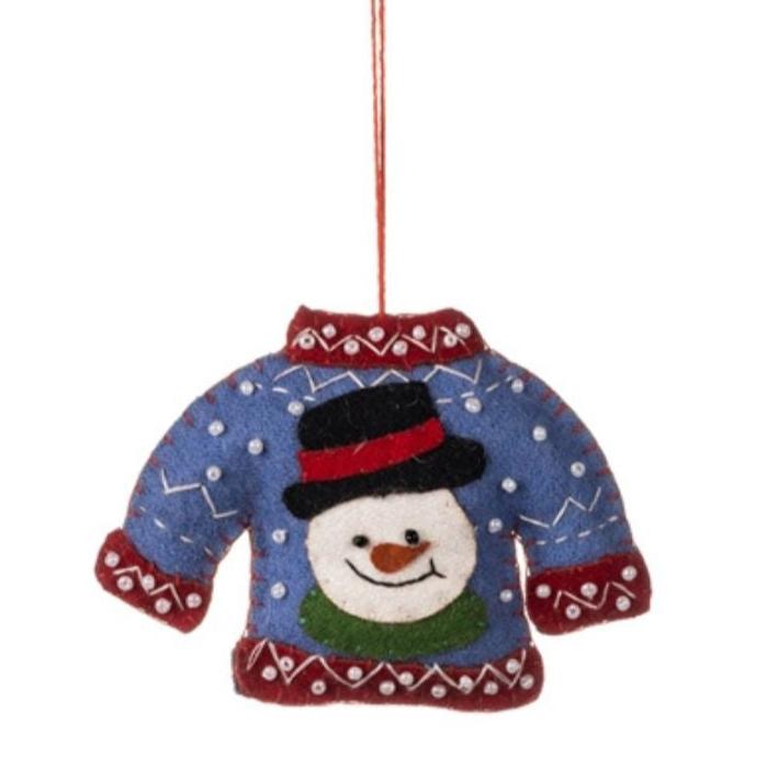 Snowman jumper Christmas Decoration by Shoeless Joe - WowCornwall