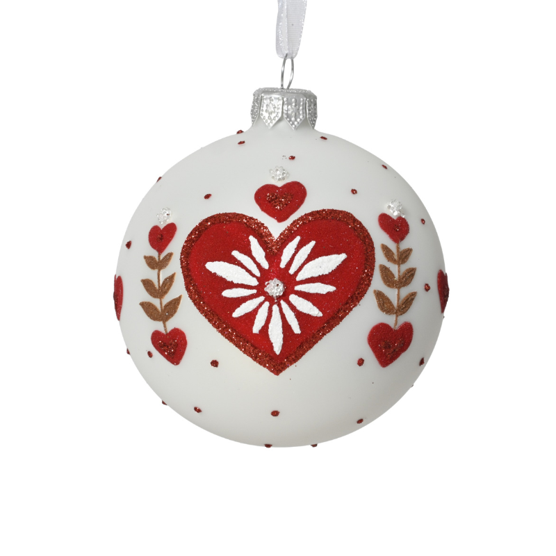 Glass Matt Heart Bauble - WowCornwall