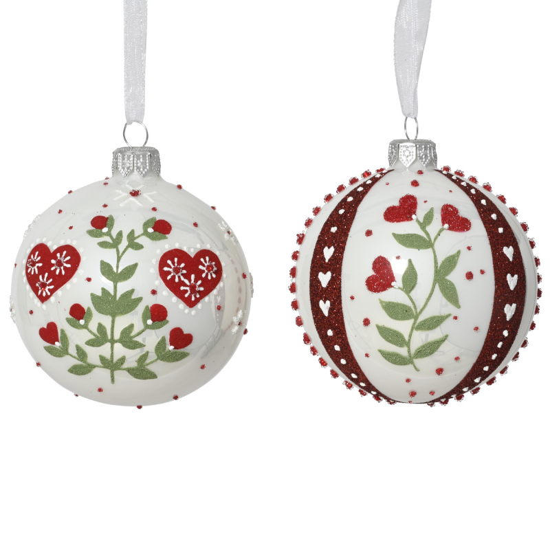 Glass Enamel Floral Baubles – Set of 2 - WowCornwall