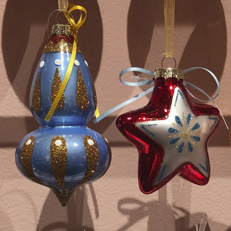Glass Shiny Ornaments with Bow – Set of 6 Assorted - WowCornwall