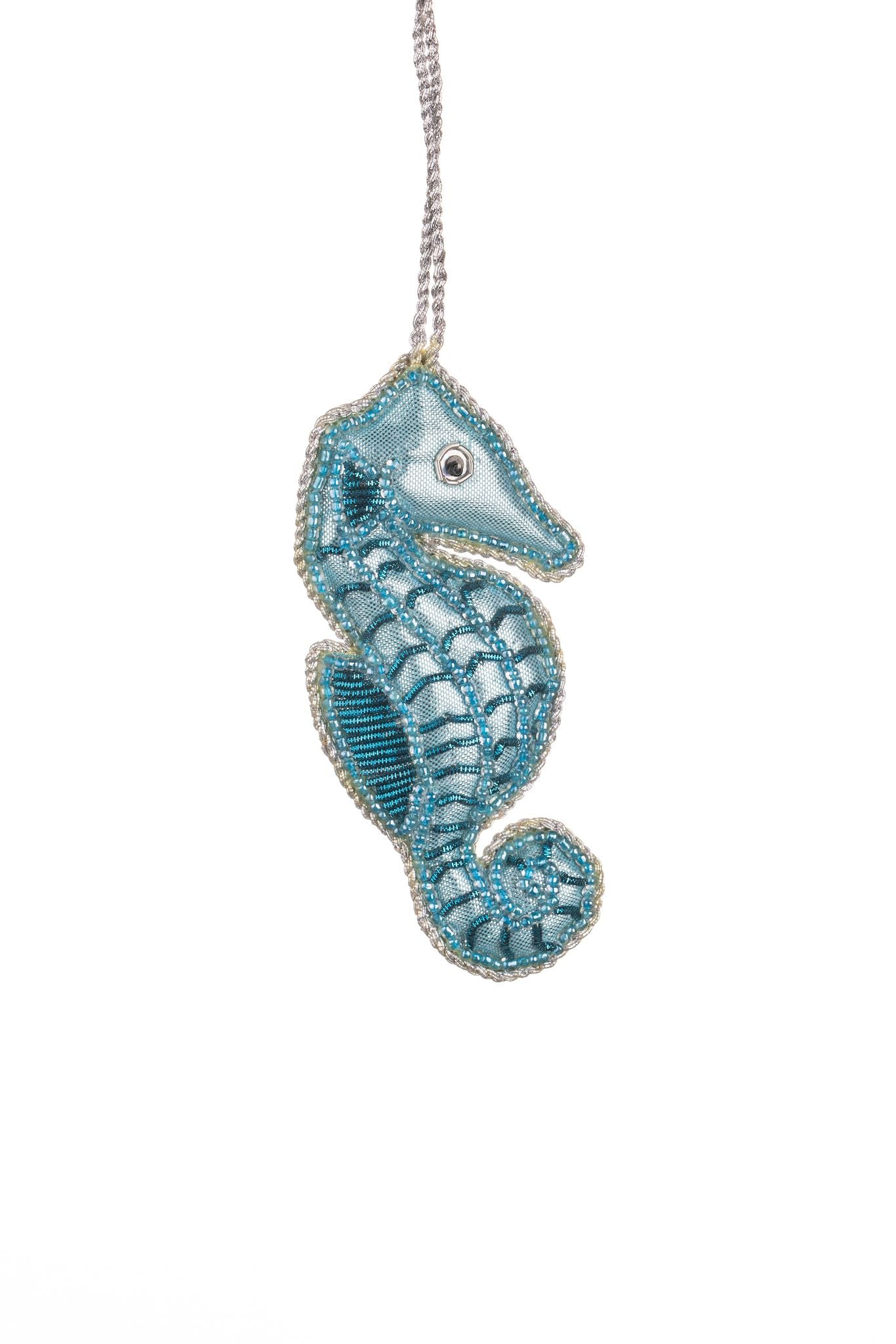 Beaded Blue Sea Horse Hanging Ornament - WowCornwall