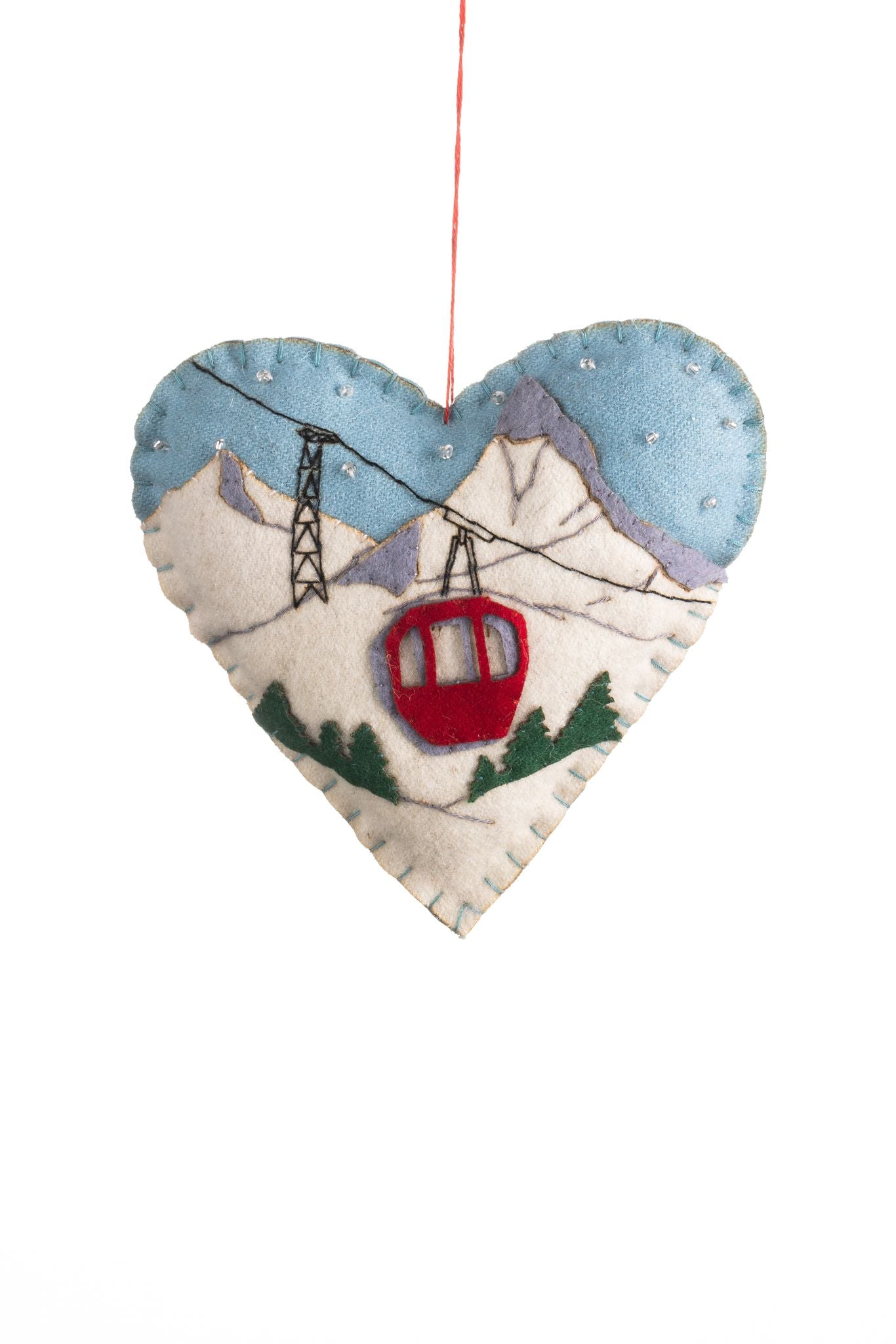 Cable Car Heart Hanging Ornament - WowCornwall