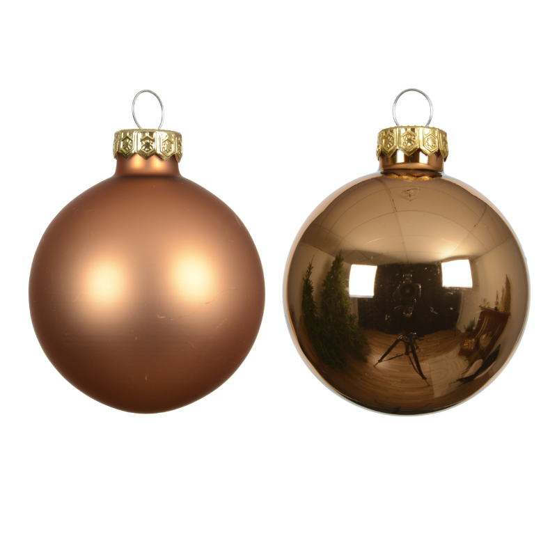 Glass Baubles – Shiny and Matt Mix (Brandy 12 Pack) - WowCornwall
