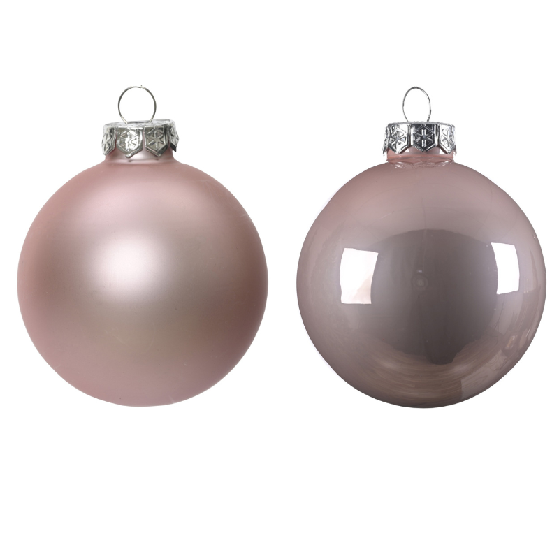 Glass Baubles – Enamel and Matt Mix (Blush Pink, 8 Pack) - WowCornwall