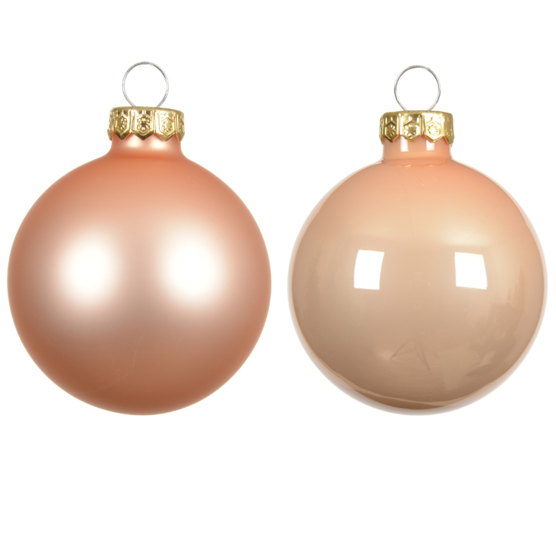 Glass Baubles – Enamel and Matt Mix (Peach Pearl, 8 Pack) - WowCornwall