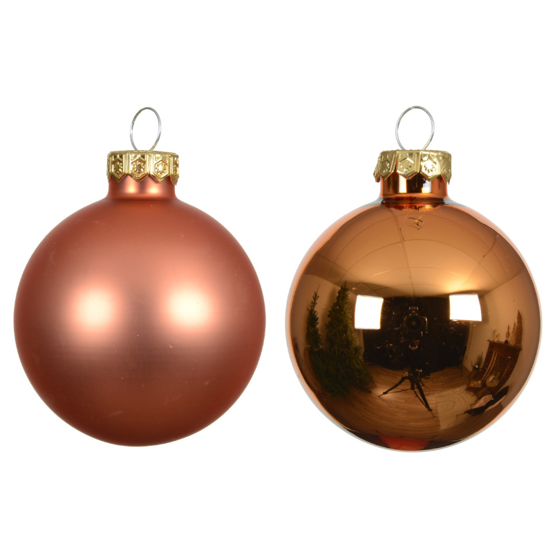 Glass Baubles – Shiny and Matt Mix (Warm Orange, 8 Pack) - WowCornwall