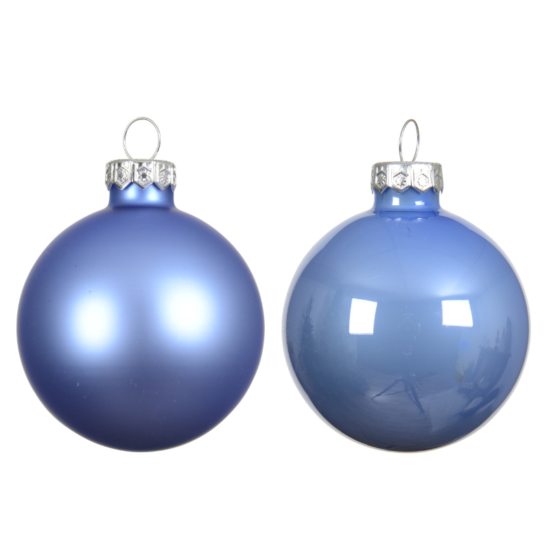 Glass Baubles – Enamel and Matt Mix (Sky Blue, 6 Pack) - WowCornwall