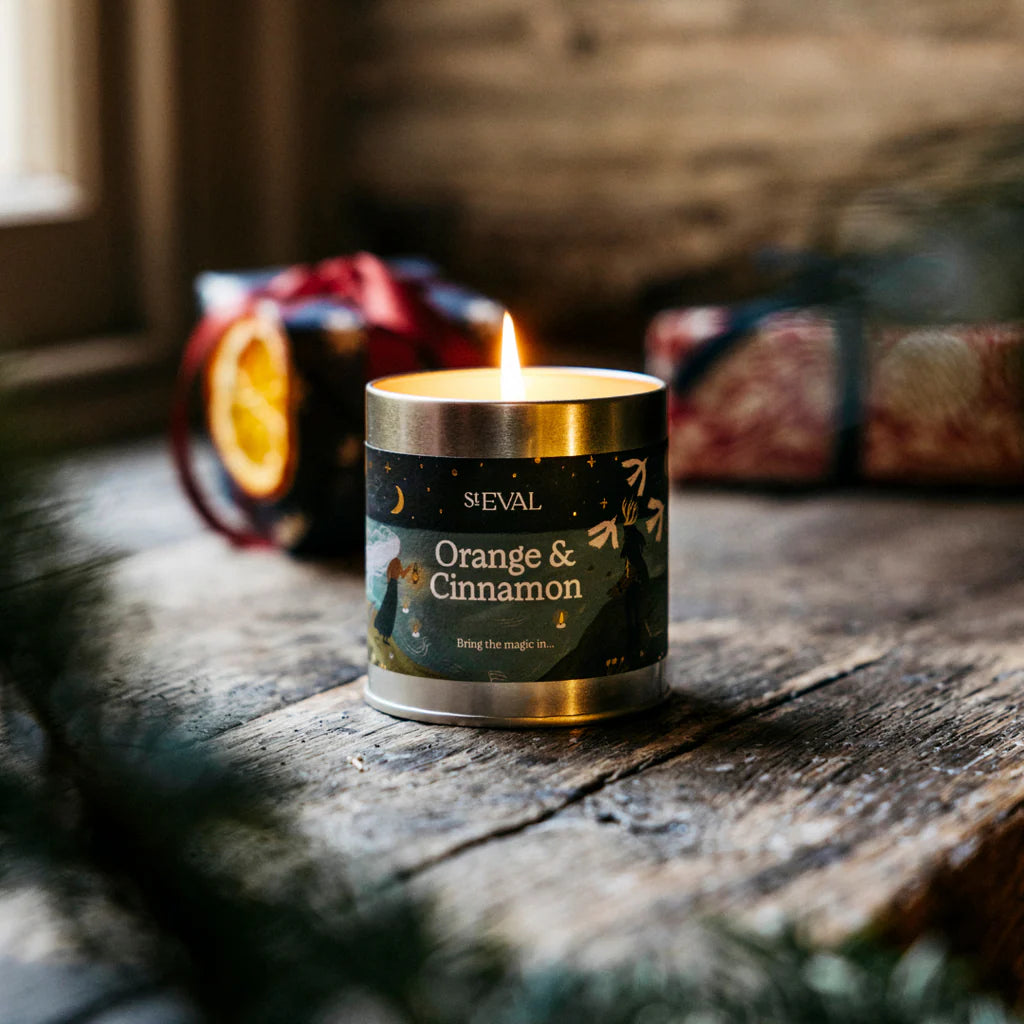 Orange & Cinnamon, Scented Christmas Tin Candle - WowCornwall