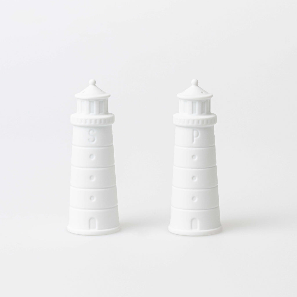 Porcelain salt and pepper lighthouses - WowCornwall