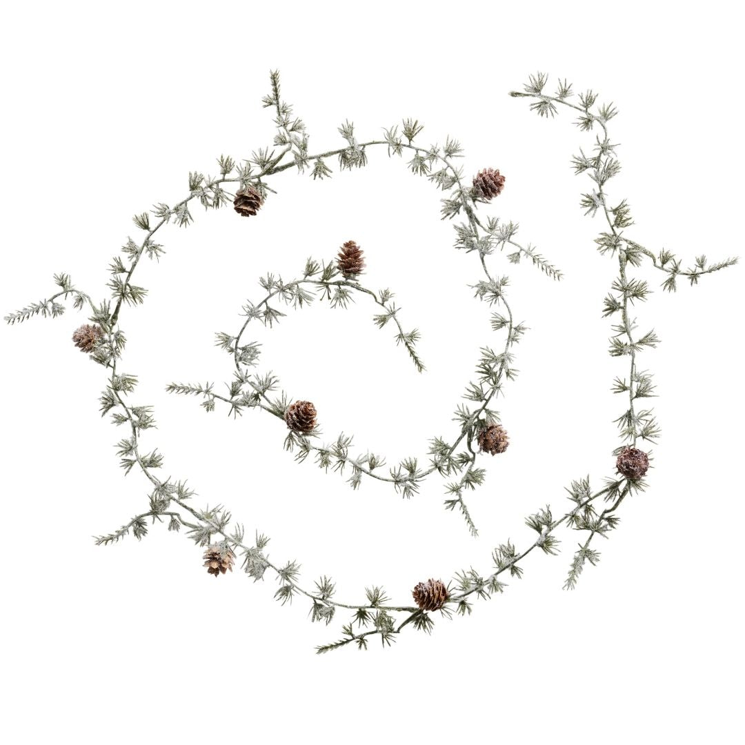 Cedar Garland with Cones and Snow 180cm - WowCornwall