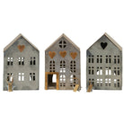 Set of 3 Assorted Metal House Tealight Holders Ver 2 - Each - WowCornwall