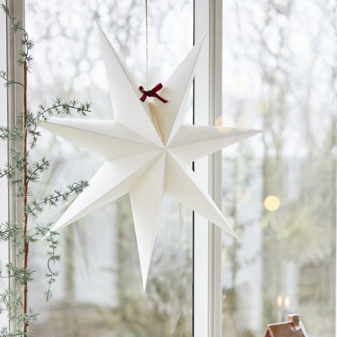 7 Sided White Paper Star - 26cm - WowCornwall