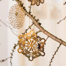 Brass Snow Crystals Hanging Ornaments x 3 - WowCornwall