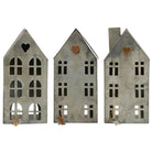 Set of 3 Assorted Metal House Tealight Holders Ver 3 - Each - WowCornwall