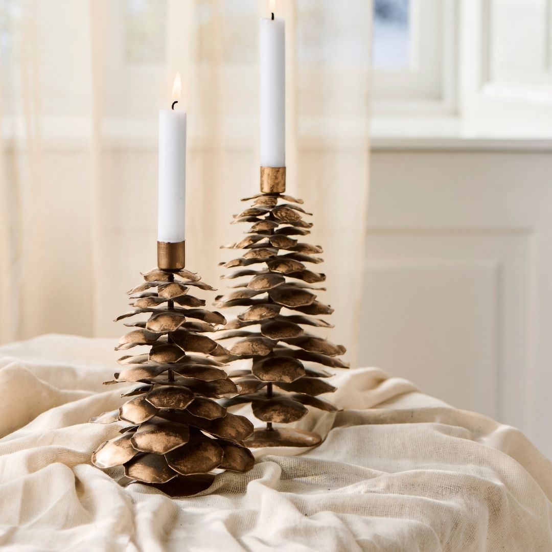 Metal Tall Pine Cone Candle Holder - WowCornwall