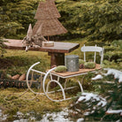 White Decorative Sledge with Wooden Seat - WowCornwall