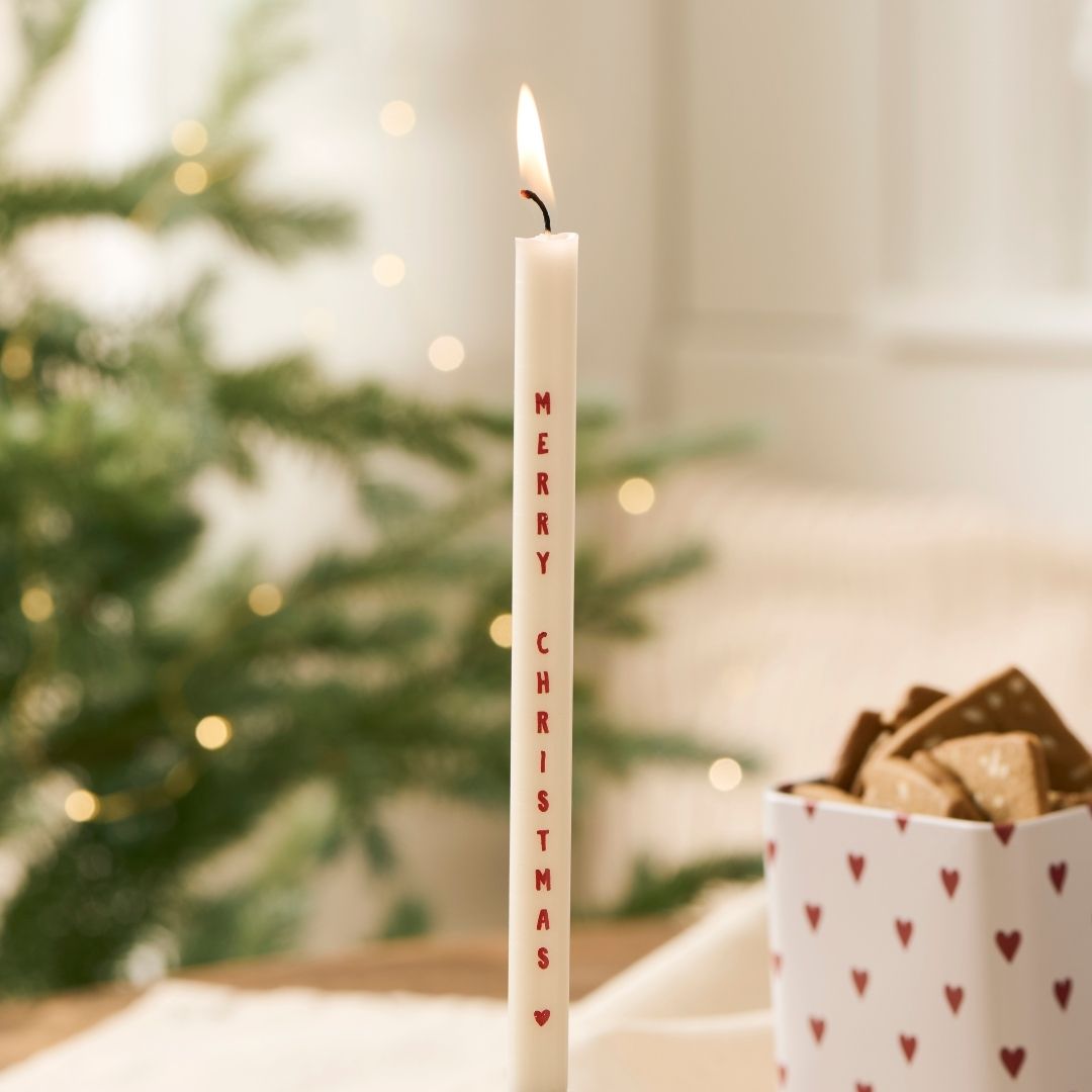 Merry Christmas Taper Candle - WowCornwall