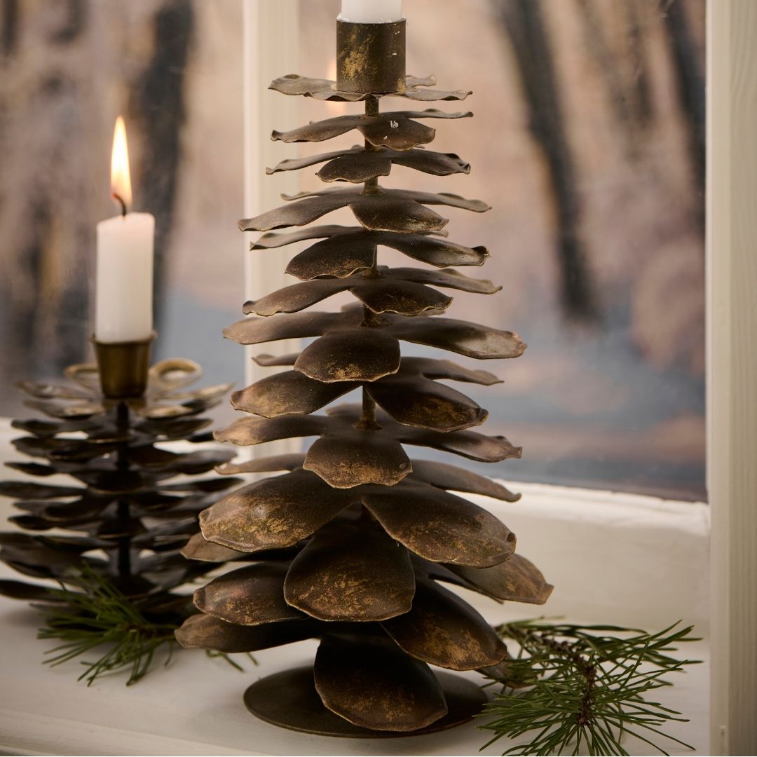 Metal Tall Pine Cone Candle Holder - WowCornwall