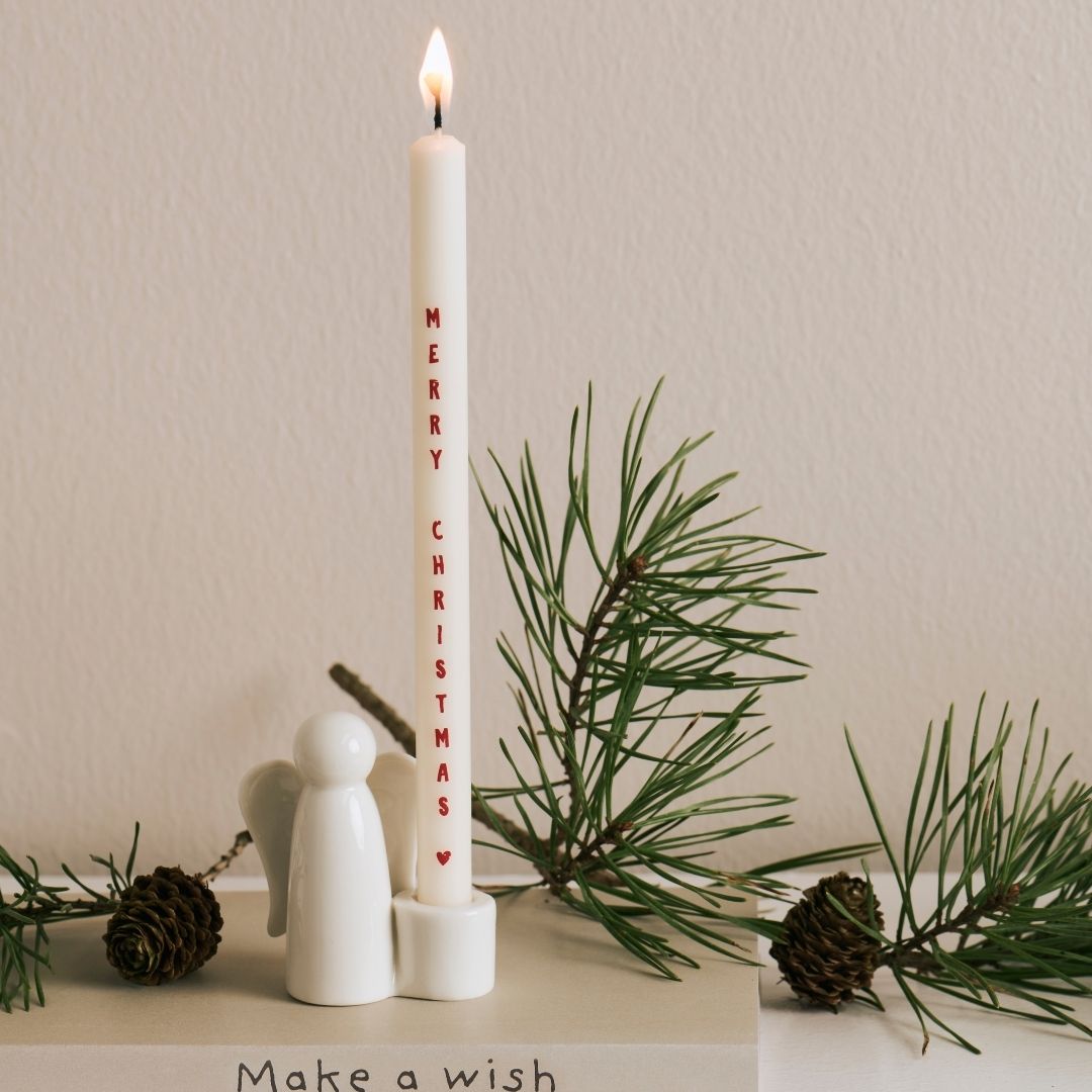 Merry Christmas Taper Candle - WowCornwall
