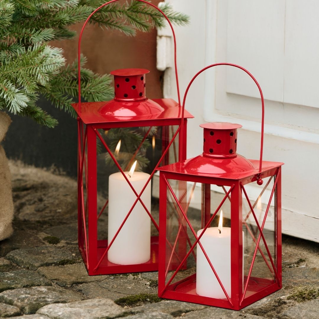 Small Red Red Glass Lantern - WowCornwall