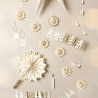 Hanging White and Gold Glitter Paper Snowflake - WowCornwall