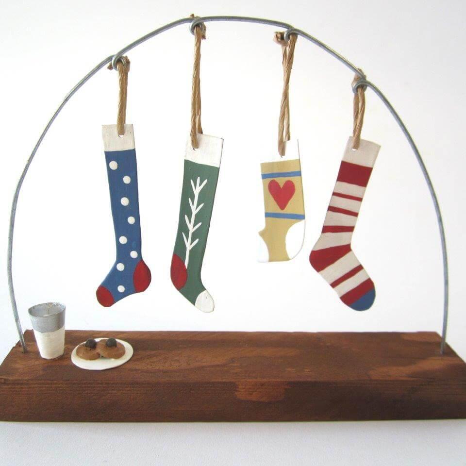 Four Hanging Stockings Christmas Decoration - WowCornwall
