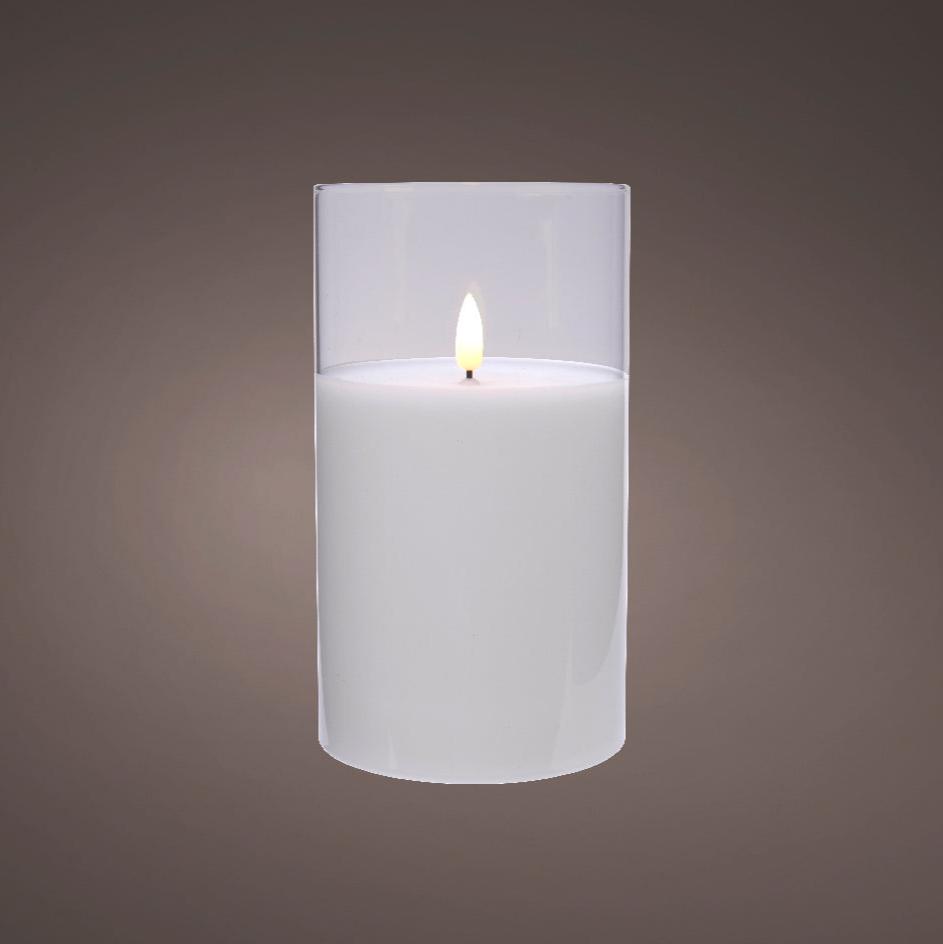 LED wick candle glass cylinder indoor