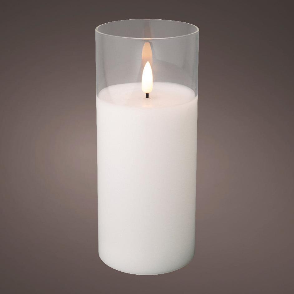 LED wick candle glass cylinder indoor