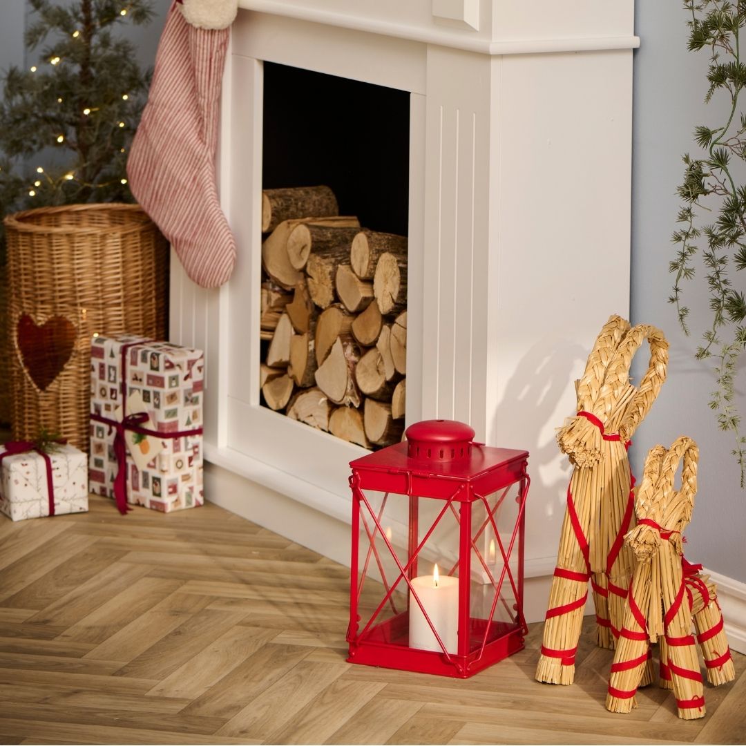 Christmas Goat with Red Ribbon - WowCornwall