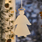 Large Metal Hanging Angel with Halo Ornament - WowCornwall