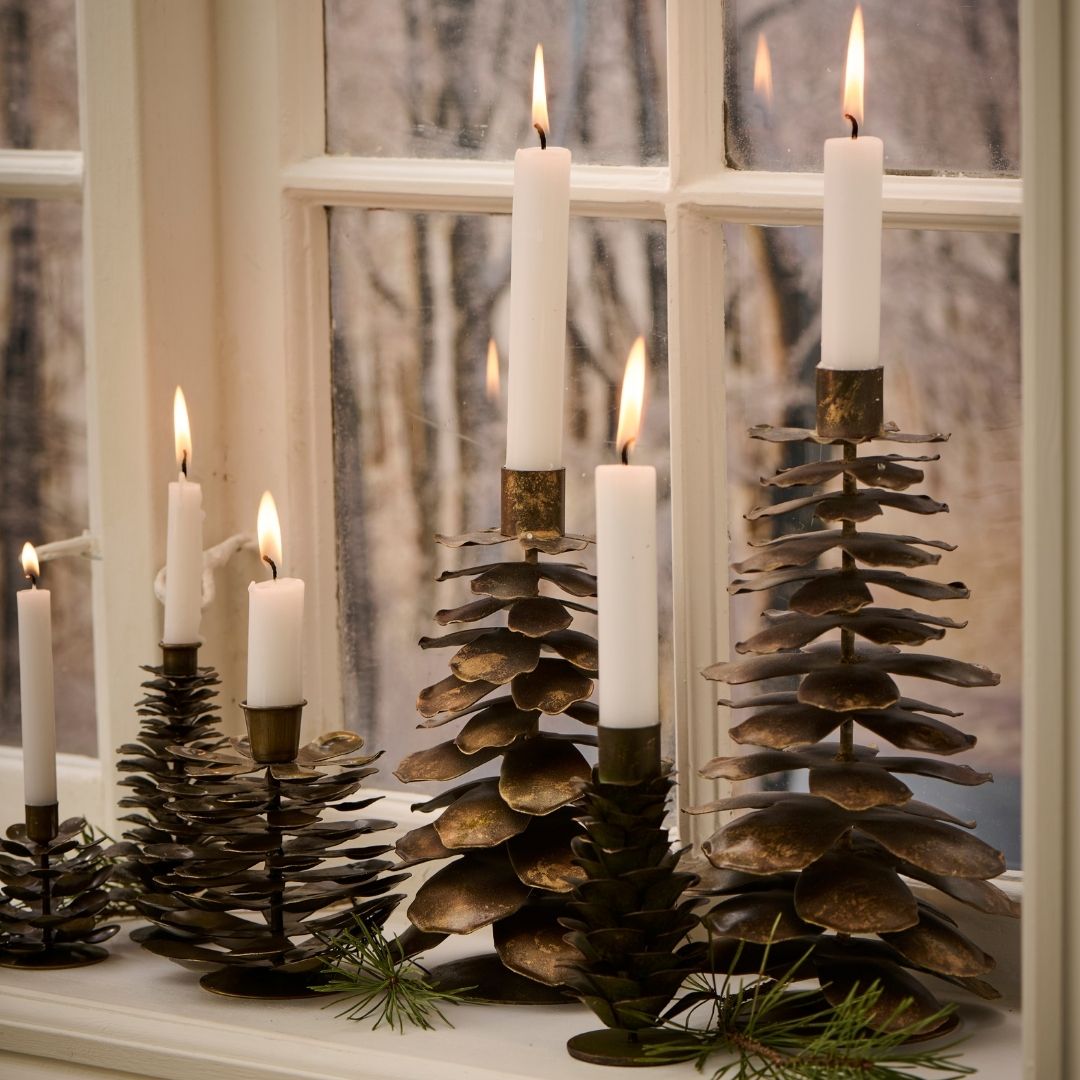 Metal Tall Pine Cone Candle Holder - WowCornwall