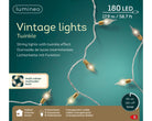 LED vintage indoor twinkle lights, 180 LEDs in 8 functions  - multi - WowCornwall
