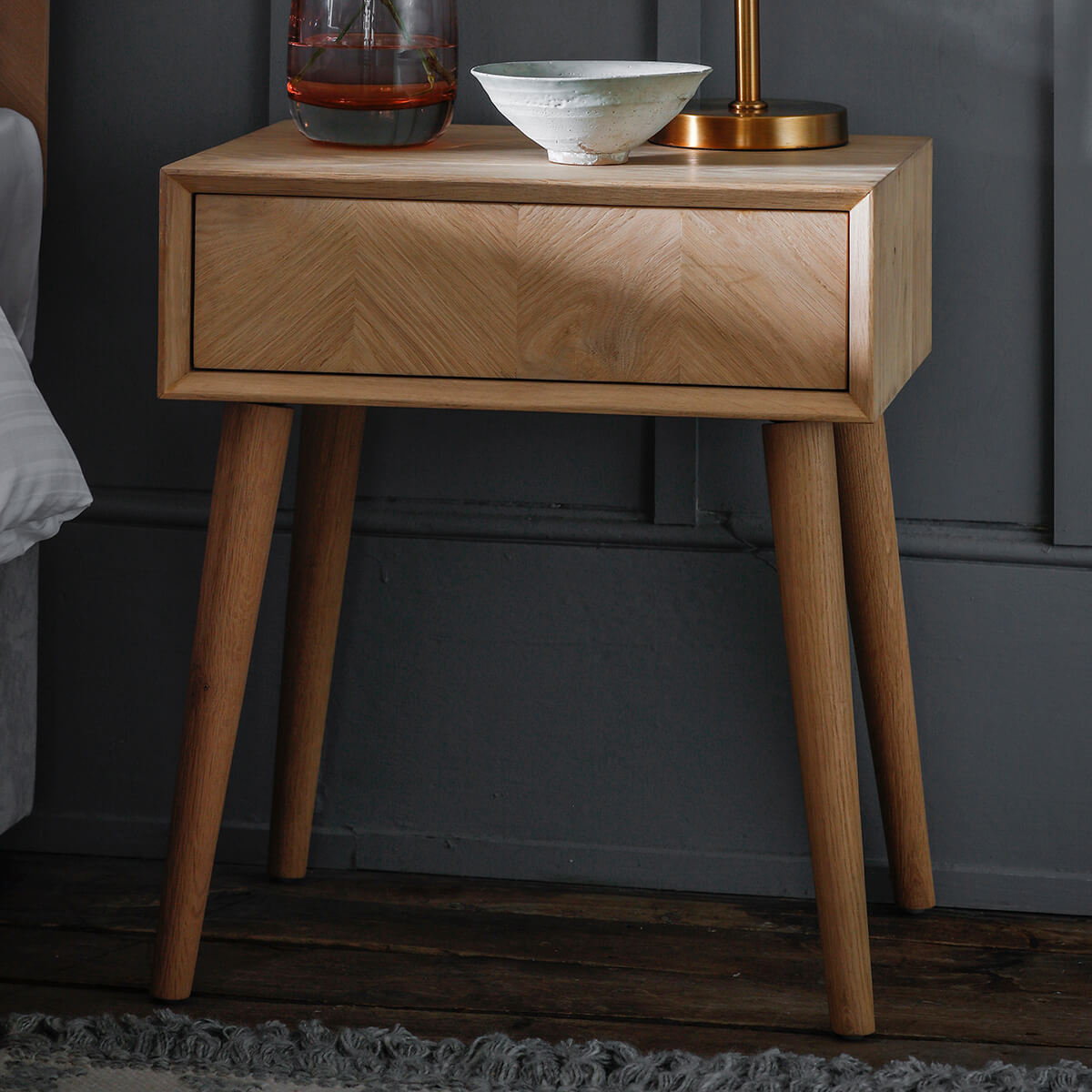 Ives 1 Drawer Side Table 500x450x600mm - WowCornwall