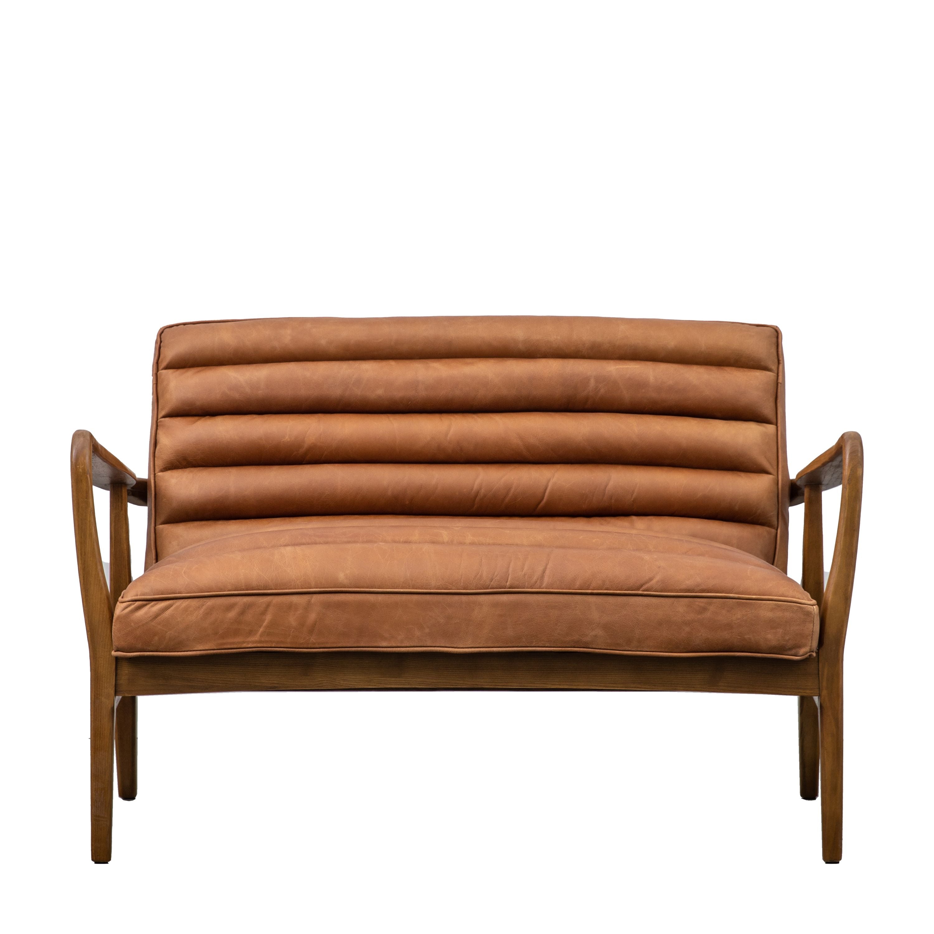 Datsun 2 Seater Sofa Vintage Brown Leather - WowCornwall