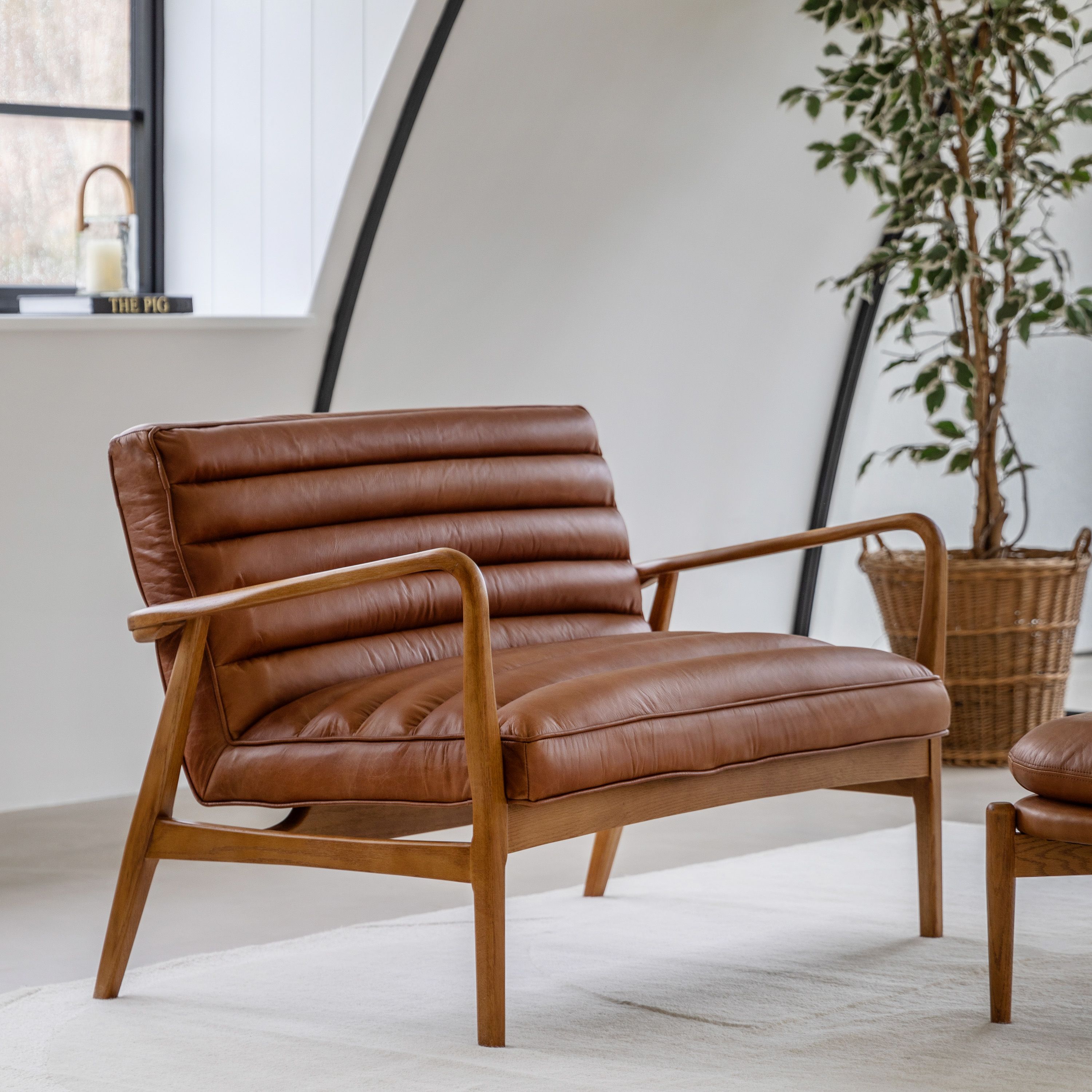 Datsun 2 Seater Sofa Vintage Brown Leather - WowCornwall