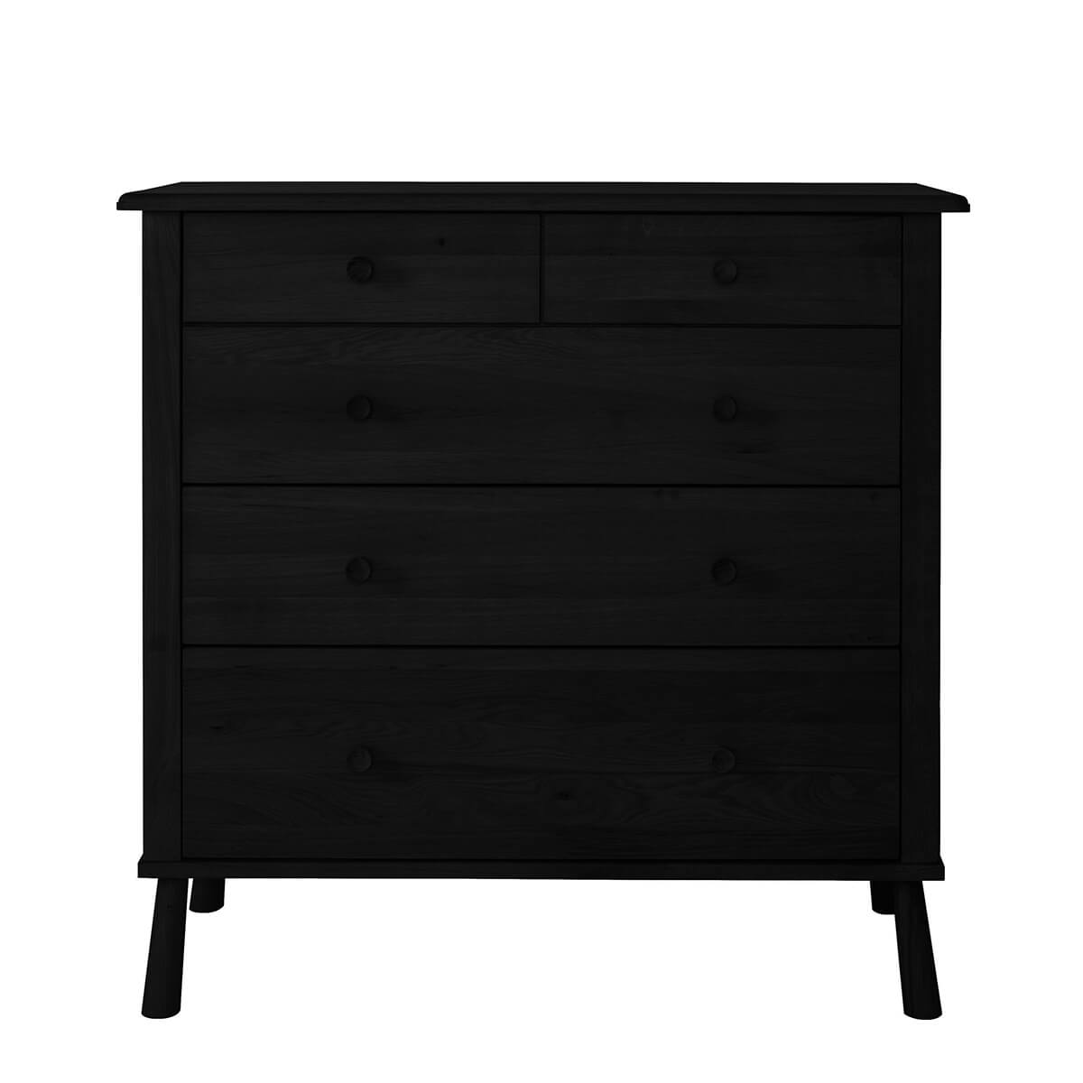 Winnard 5 Drawer Chest Black 980x450x954mm - WowCornwall