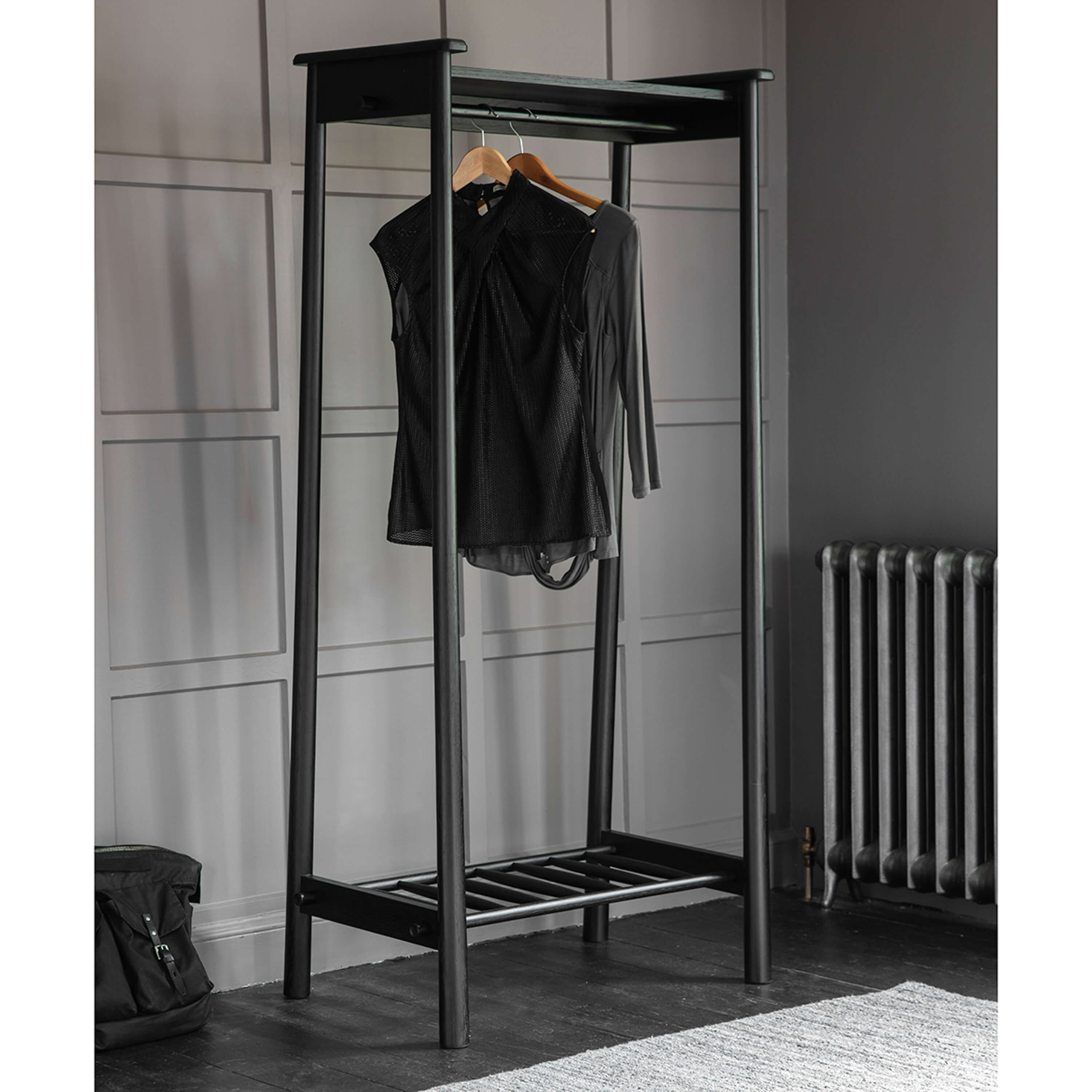 Winnard Open Wardrobe Black 825x440x1740mm - WowCornwall