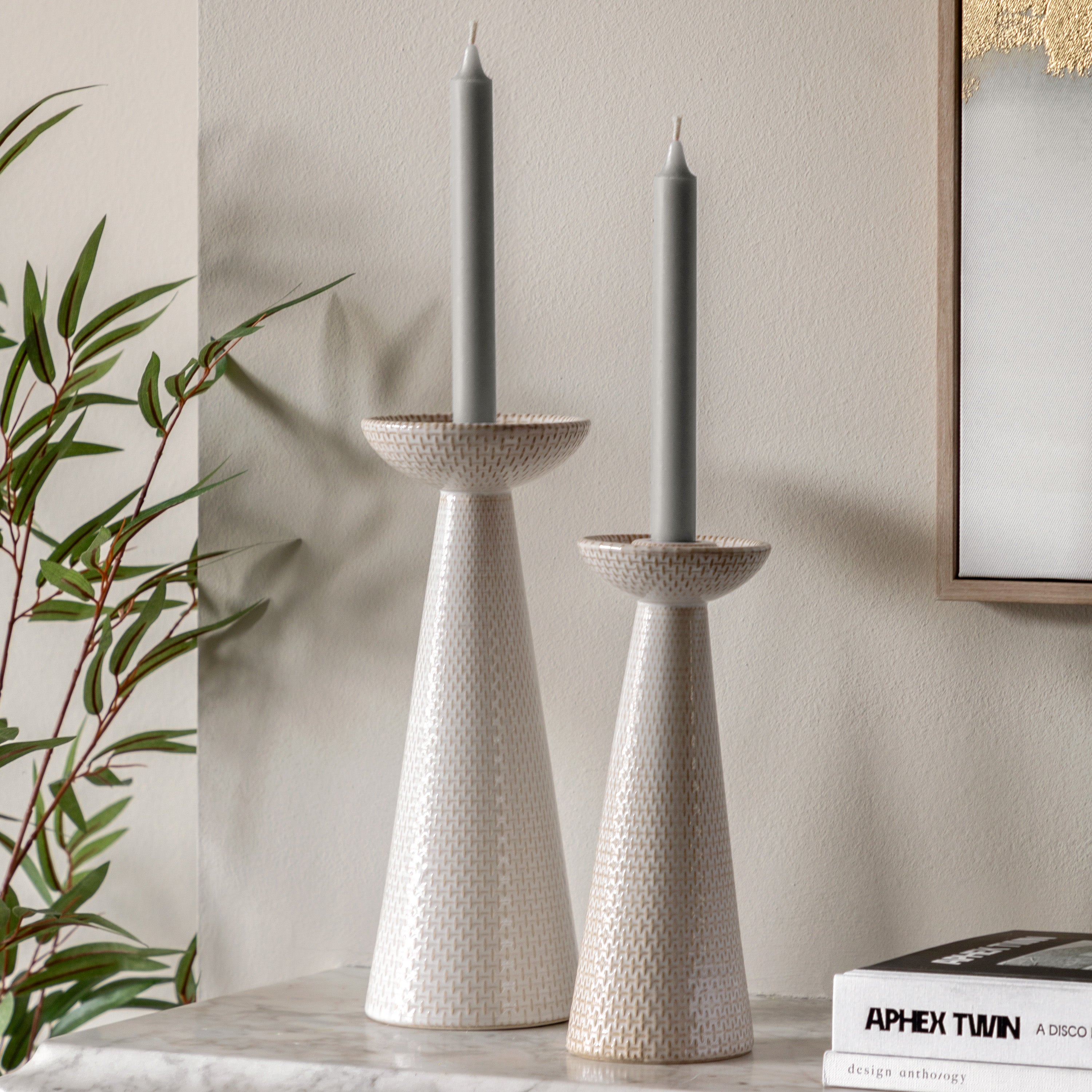 Porto ceramic candlesticks in white | Luxury Homeware | Wow