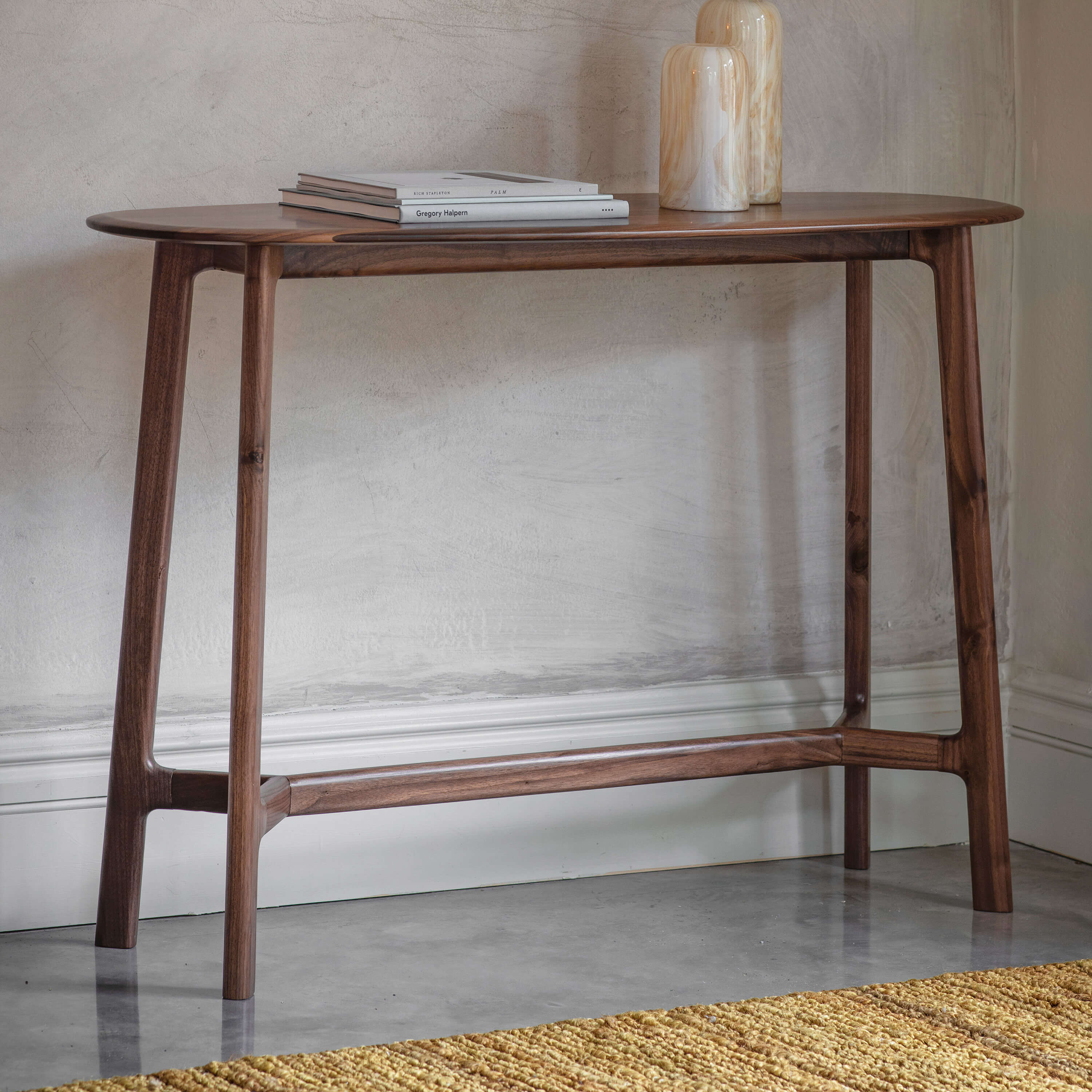 Mawes Console Table Walnut 1200x400x800mm - WowCornwall