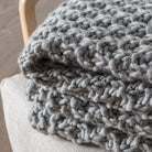 Moss Chunky Knitted Throw in Grey - WowCornwall