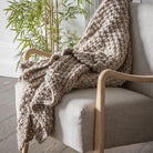 Moss Chunky Knitted Throw in Oatmeal - WowCornwall