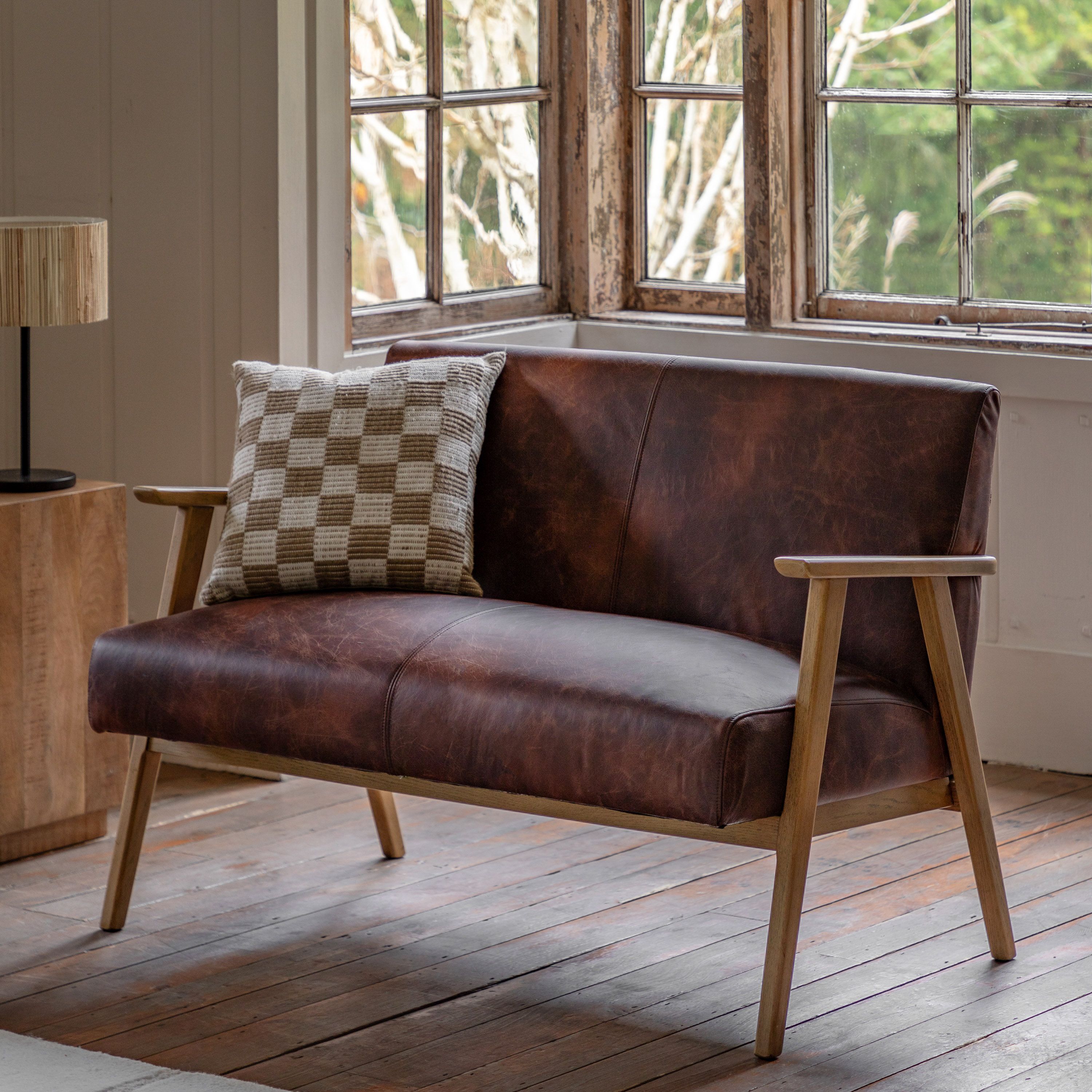 Neyland 2 Seater Sofa Vintage Brown Leather - WowCornwall