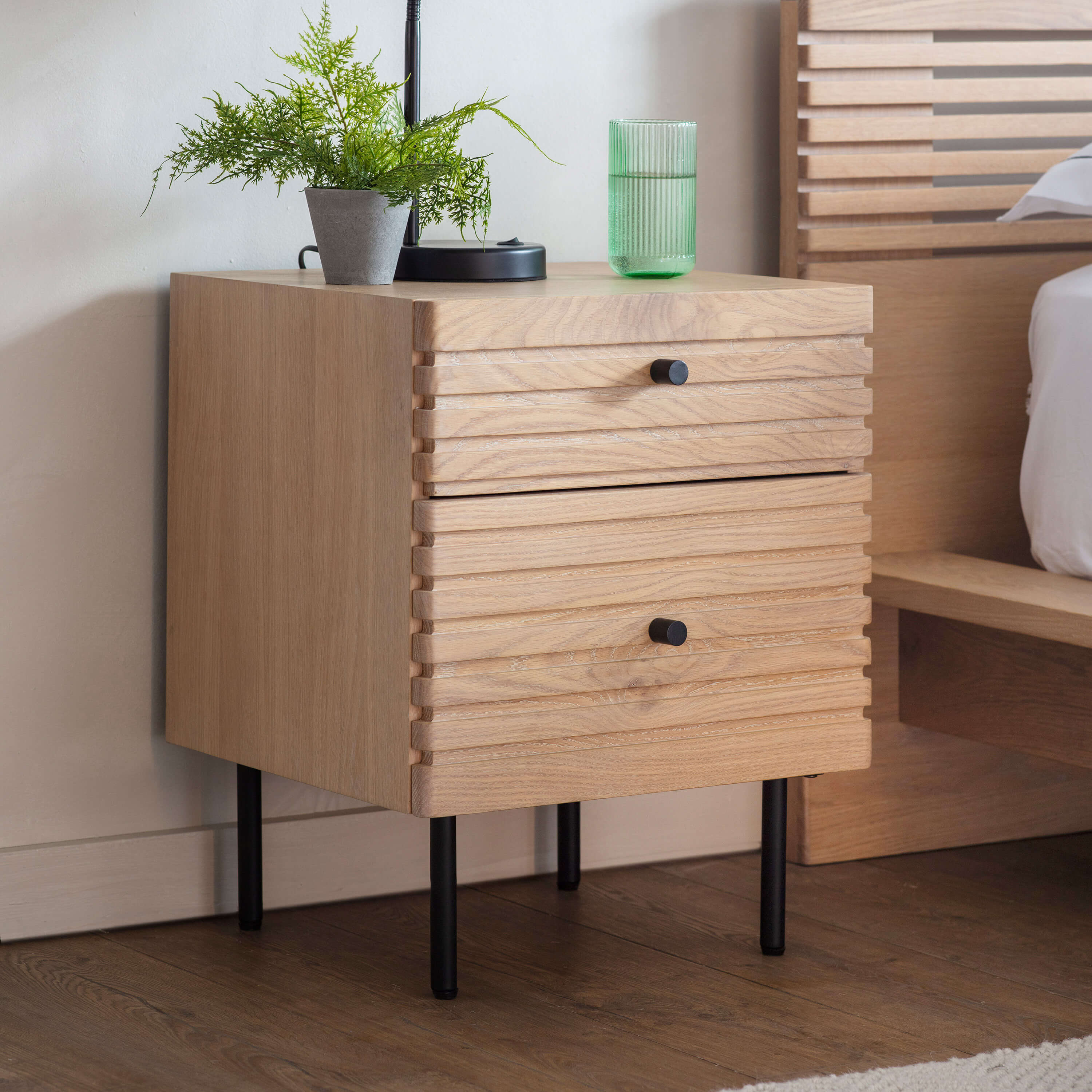 Isaac 2 Drawer Bedside 450x400x550mm - WowCornwall