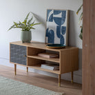 Newbury Media Unit Oak Grey 1200x400x550mm - WowCornwall