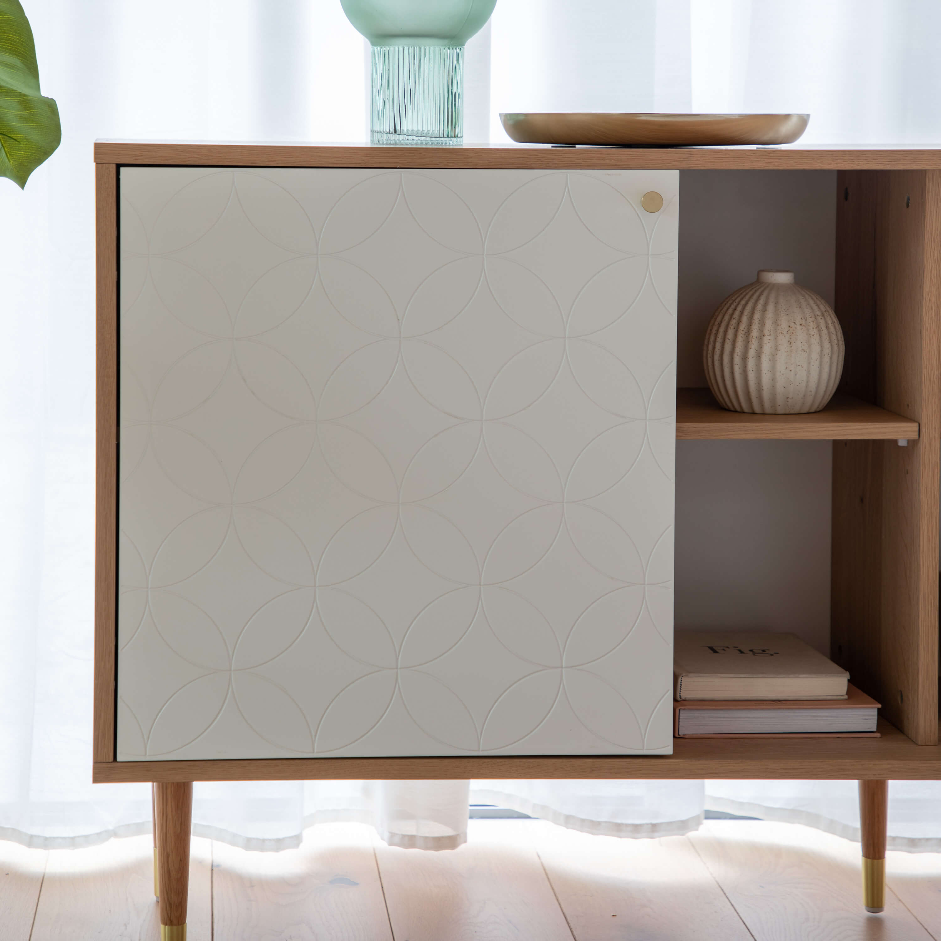 Newbury Sideboard Oak White 1600x400x790mm - WowCornwall