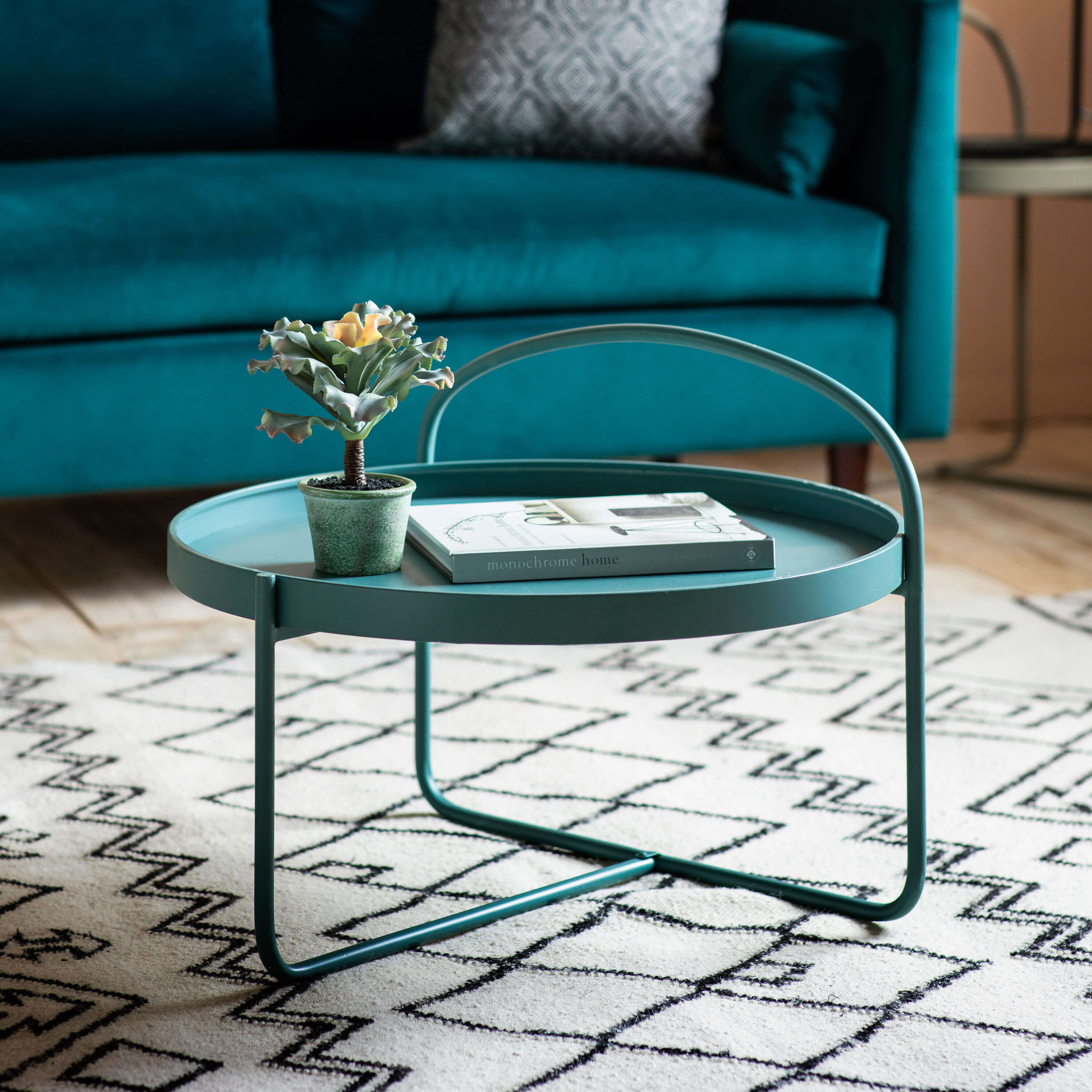 Melbury Coffee Table Teal 650x650x500mm - WowCornwall